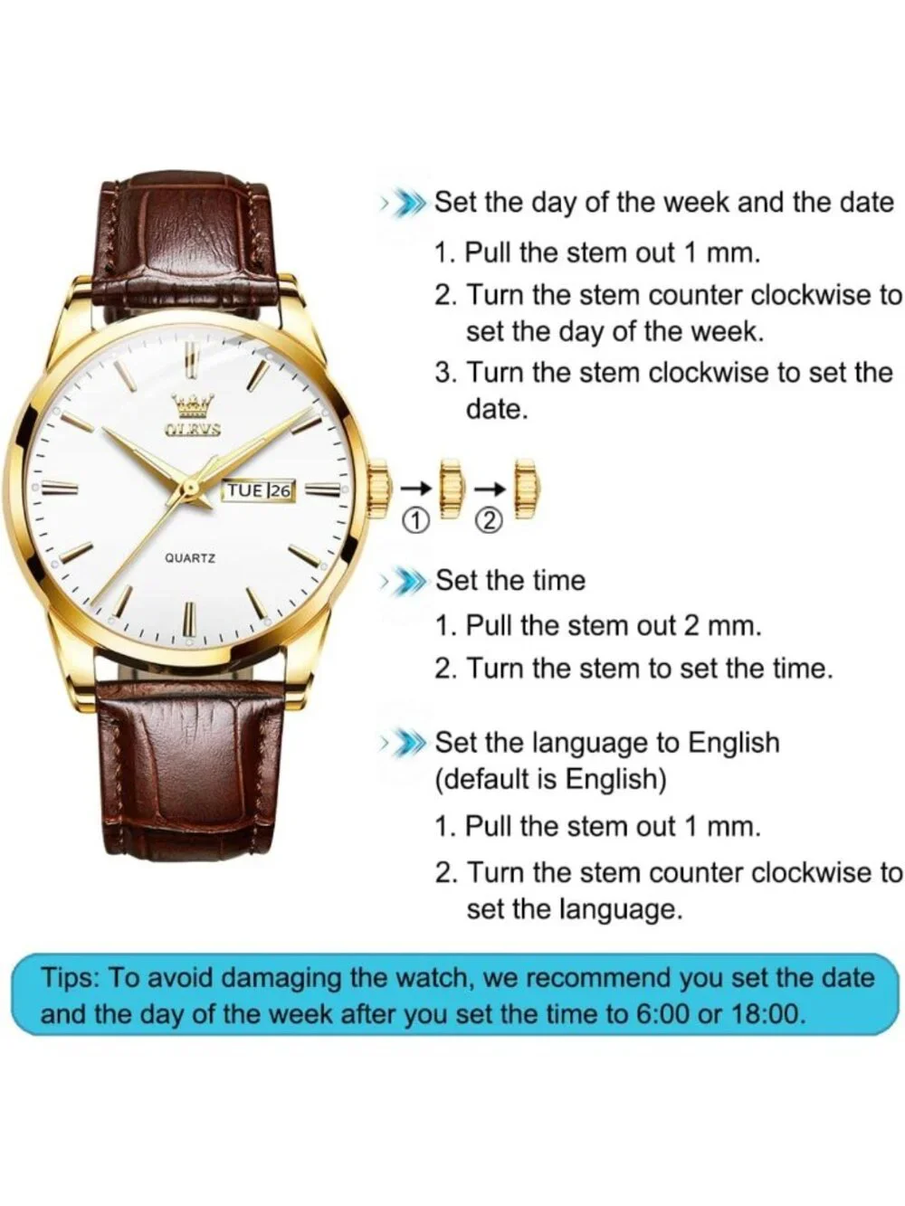 Stylish Men's Analog Quartz Watch with Day & Date, Luminous Hands, Stainless